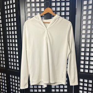 🤍 Eddie Bauer White Hooded Long Sleeve Top Women’s XXL Lightweight Hoodie 🤍